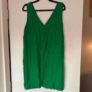J. Crew Emerald Green V-Neck Linen Dress, XL